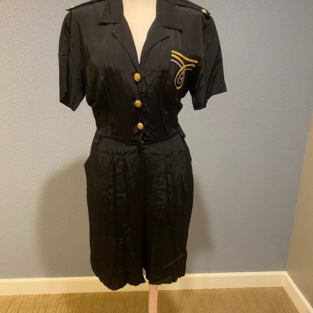 SL Fashions Black Gold-Embellished Jumpsuit